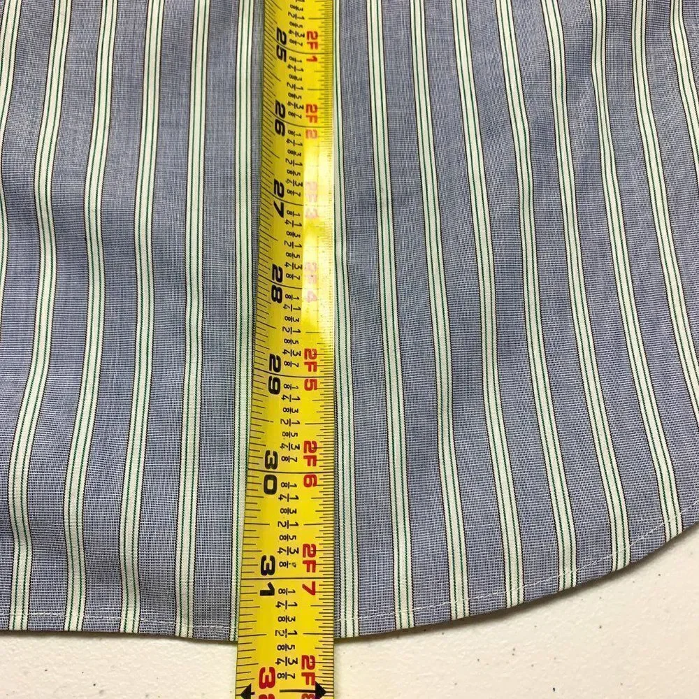 Banana Republic Shirt Mens Large‎ Slim Blue Stripe Non Iron Business Casual Camp